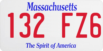 MA license plate 132FZ6