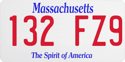 MA license plate 132FZ9
