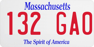MA license plate 132GA0