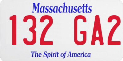 MA license plate 132GA2