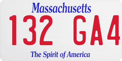 MA license plate 132GA4