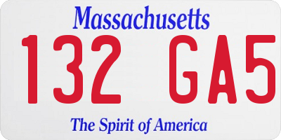 MA license plate 132GA5
