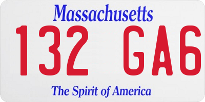 MA license plate 132GA6