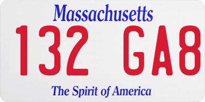 MA license plate 132GA8