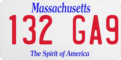 MA license plate 132GA9