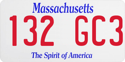 MA license plate 132GC3
