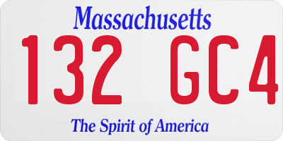 MA license plate 132GC4