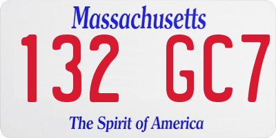 MA license plate 132GC7