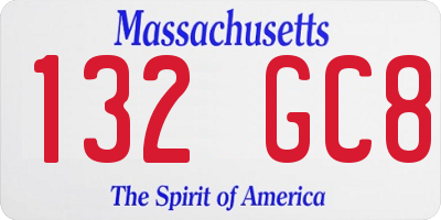 MA license plate 132GC8
