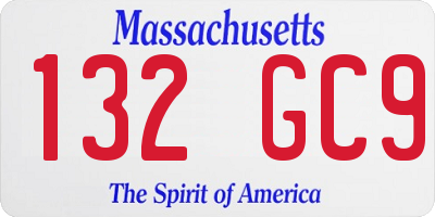 MA license plate 132GC9