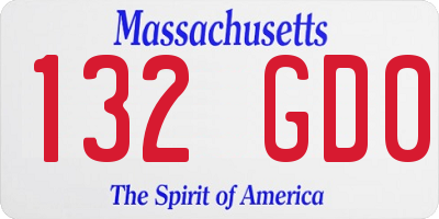MA license plate 132GD0
