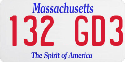 MA license plate 132GD3
