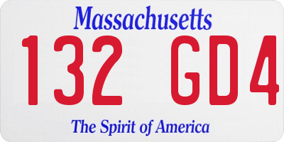 MA license plate 132GD4
