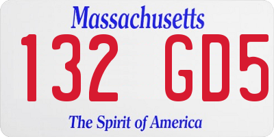 MA license plate 132GD5