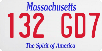MA license plate 132GD7