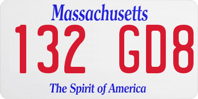 MA license plate 132GD8