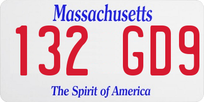 MA license plate 132GD9