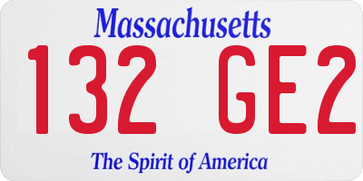 MA license plate 132GE2