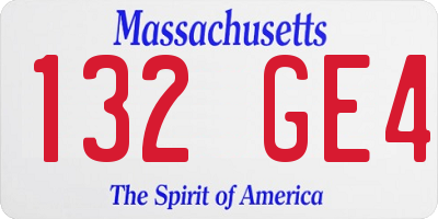 MA license plate 132GE4