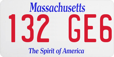 MA license plate 132GE6