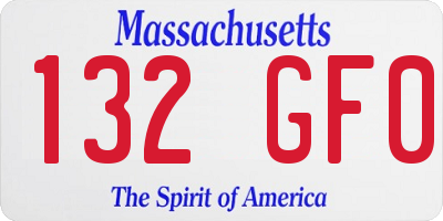 MA license plate 132GF0