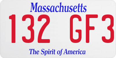 MA license plate 132GF3