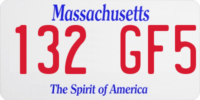 MA license plate 132GF5