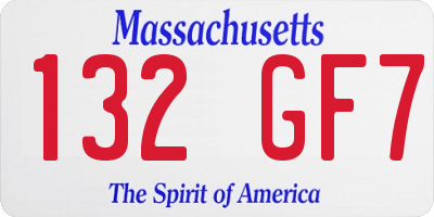 MA license plate 132GF7