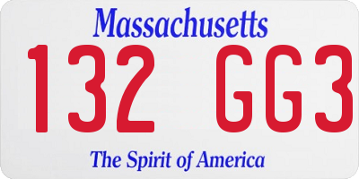 MA license plate 132GG3