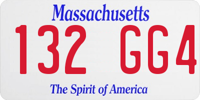 MA license plate 132GG4
