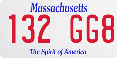 MA license plate 132GG8