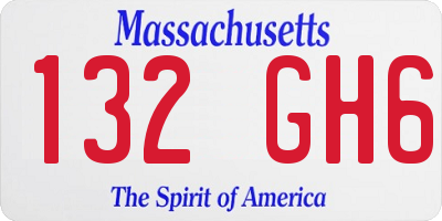 MA license plate 132GH6