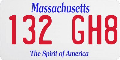 MA license plate 132GH8