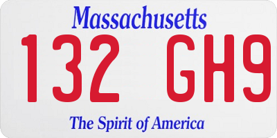 MA license plate 132GH9