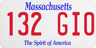 MA license plate 132GI0