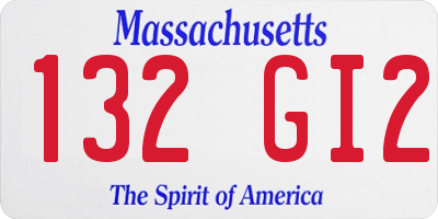 MA license plate 132GI2