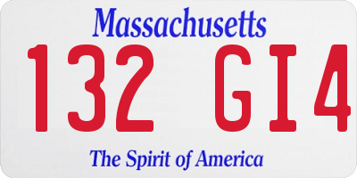 MA license plate 132GI4