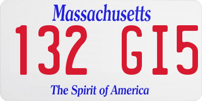 MA license plate 132GI5