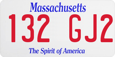 MA license plate 132GJ2