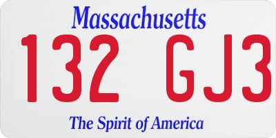 MA license plate 132GJ3