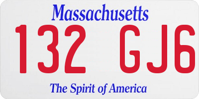 MA license plate 132GJ6