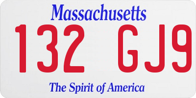 MA license plate 132GJ9