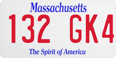 MA license plate 132GK4