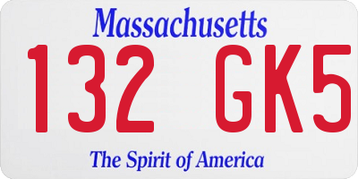 MA license plate 132GK5