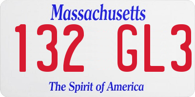 MA license plate 132GL3