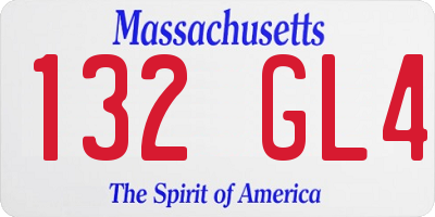 MA license plate 132GL4