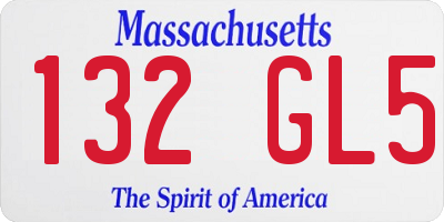 MA license plate 132GL5