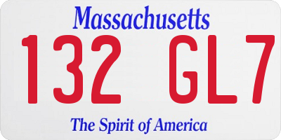 MA license plate 132GL7