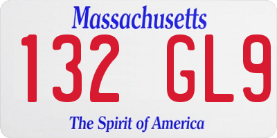 MA license plate 132GL9