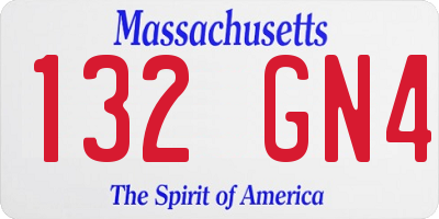 MA license plate 132GN4